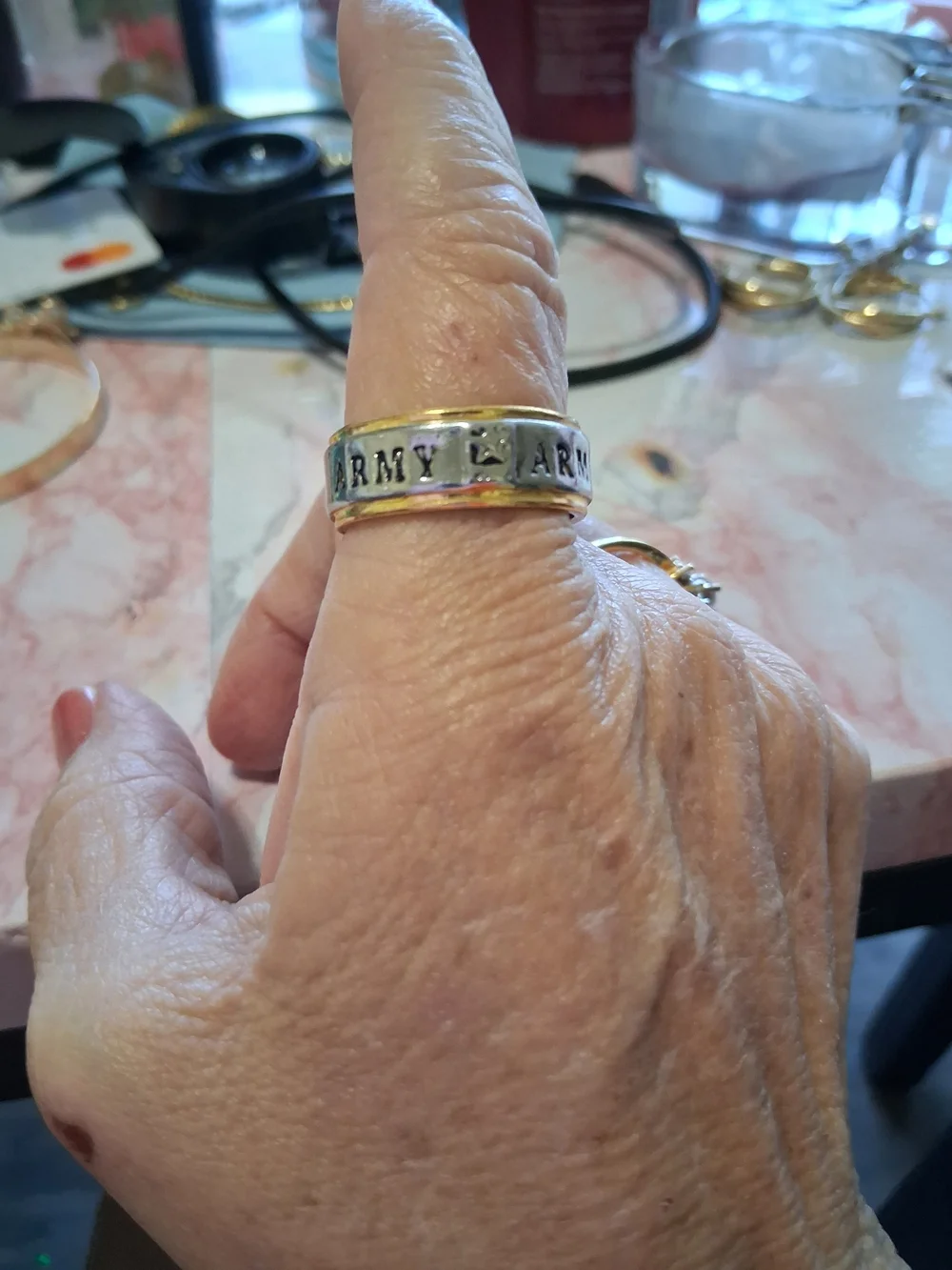 Gold and Silver Two-Tone Inspirational Army Ring -  Jewelry